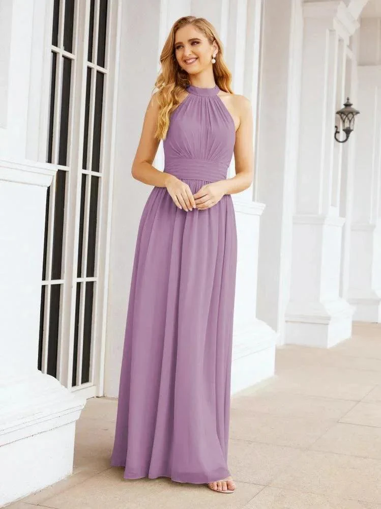 Numbersea Halter Sleeveless Bridesmaid Dresses Long for Party Wedding Evening 28054 - Image 61