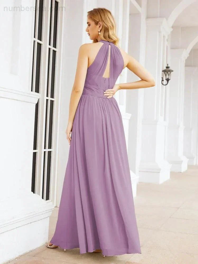 Numbersea Halter Sleeveless Bridesmaid Dresses Long for Party Wedding Evening 28054 - Image 62