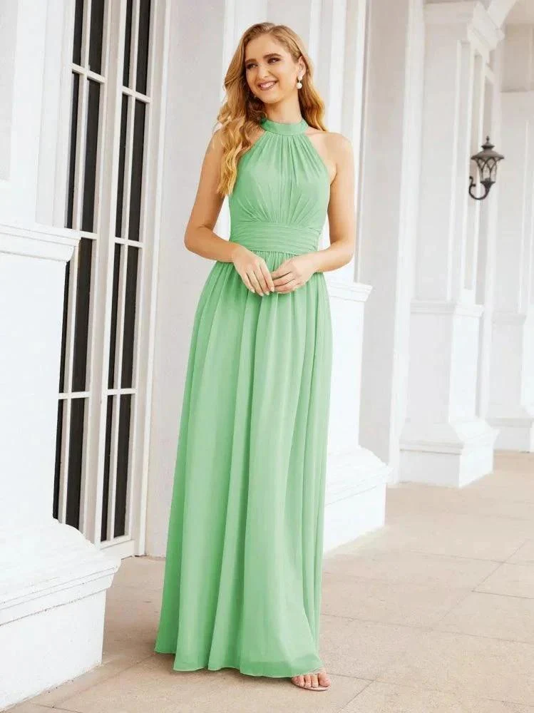 Numbersea Halter Sleeveless Bridesmaid Dresses Long for Party Wedding Evening 28054 - Image 64