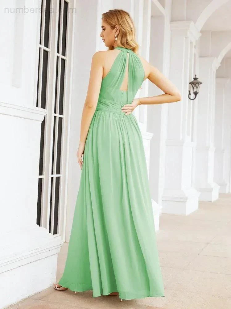 Numbersea Halter Sleeveless Bridesmaid Dresses Long for Party Wedding Evening 28054 - Image 65