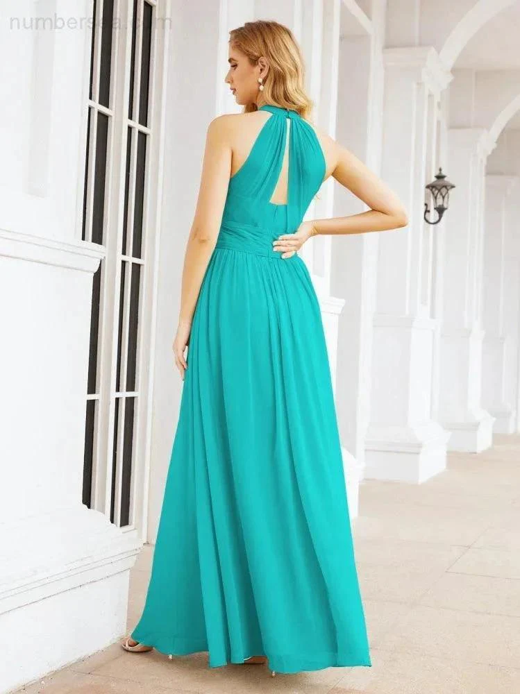Numbersea Halter Sleeveless Bridesmaid Dresses Long for Party Wedding Evening 28054 - Image 68