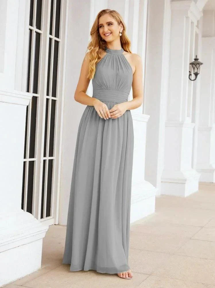 Numbersea Halter Sleeveless Bridesmaid Dresses Long for Party Wedding Evening 28054 - Image 73