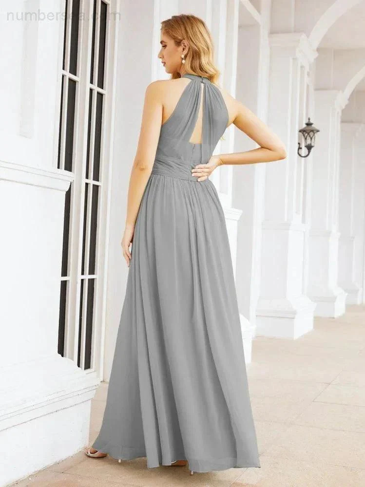 Numbersea Halter Sleeveless Bridesmaid Dresses Long for Party Wedding Evening 28054 - Image 74