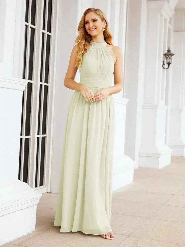 Numbersea Halter Sleeveless Bridesmaid Dresses Long for Party Wedding Evening 28054 - Image 76