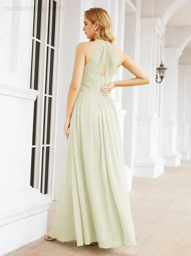 Numbersea Halter Sleeveless Bridesmaid Dresses Long for Party Wedding Evening 28054 - Image 77