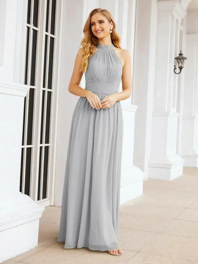 Numbersea Halter Sleeveless Bridesmaid Dresses Long for Party Wedding Evening 28054 - Image 79