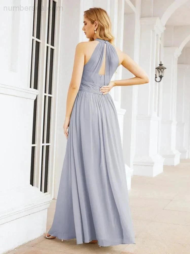 Numbersea Halter Sleeveless Bridesmaid Dresses Long for Party Wedding Evening 28054 - Image 8
