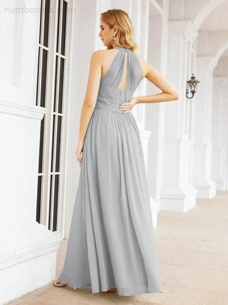 Numbersea Halter Sleeveless Bridesmaid Dresses Long for Party Wedding Evening 28054 - Image 80