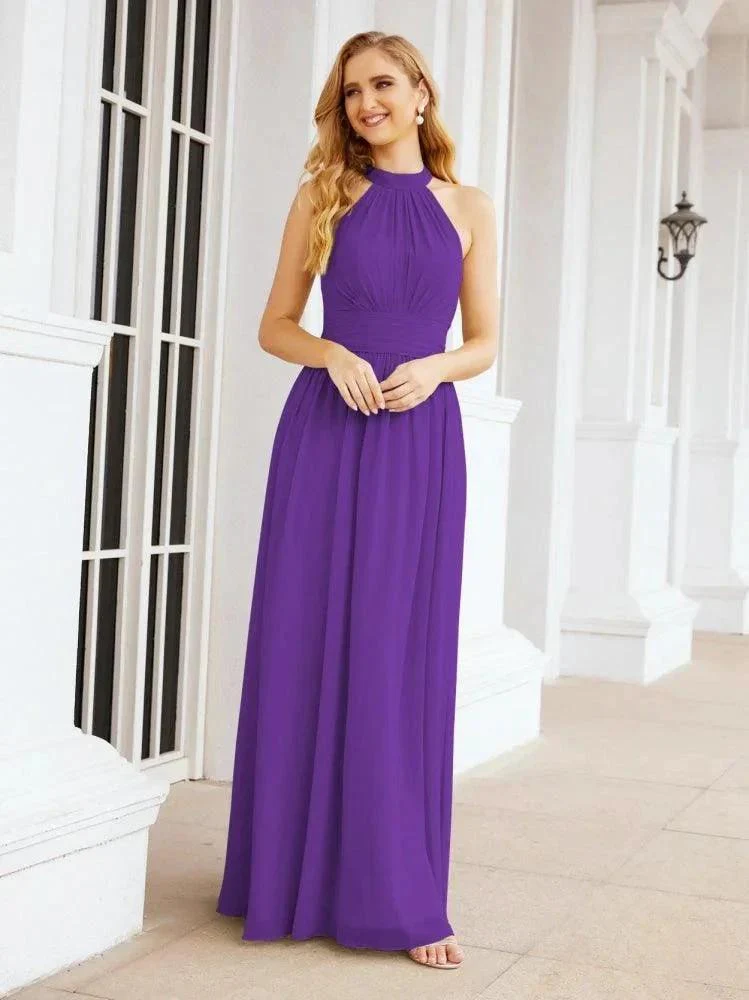 Numbersea Halter Sleeveless Bridesmaid Dresses Long for Party Wedding Evening 28054 - Image 82