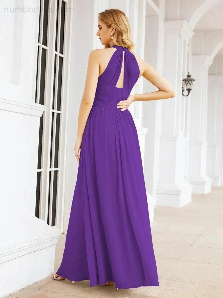 Numbersea Halter Sleeveless Bridesmaid Dresses Long for Party Wedding Evening 28054 - Image 83