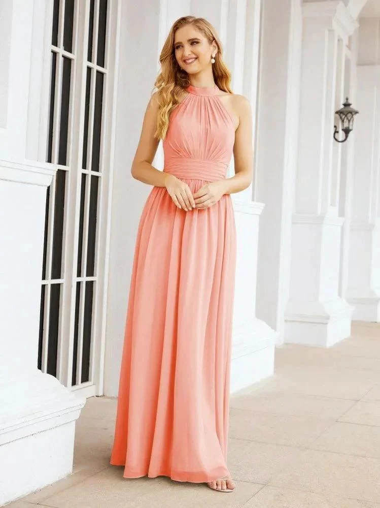 Numbersea Halter Sleeveless Bridesmaid Dresses Long for Party Wedding Evening 28054 - Image 85