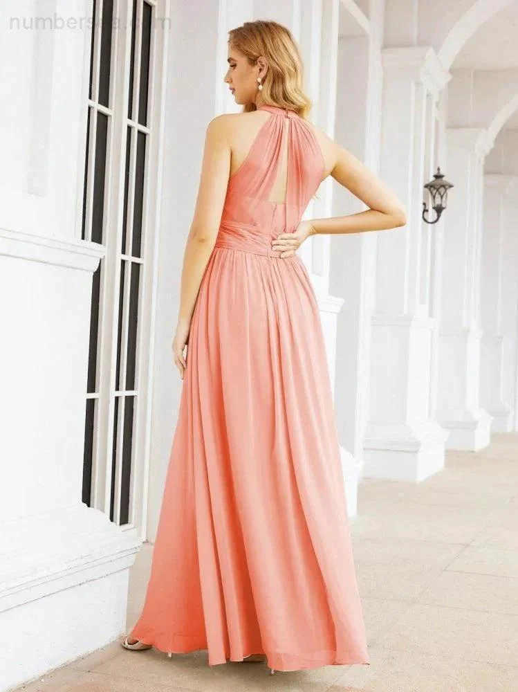 Numbersea Halter Sleeveless Bridesmaid Dresses Long for Party Wedding Evening 28054 - Image 86