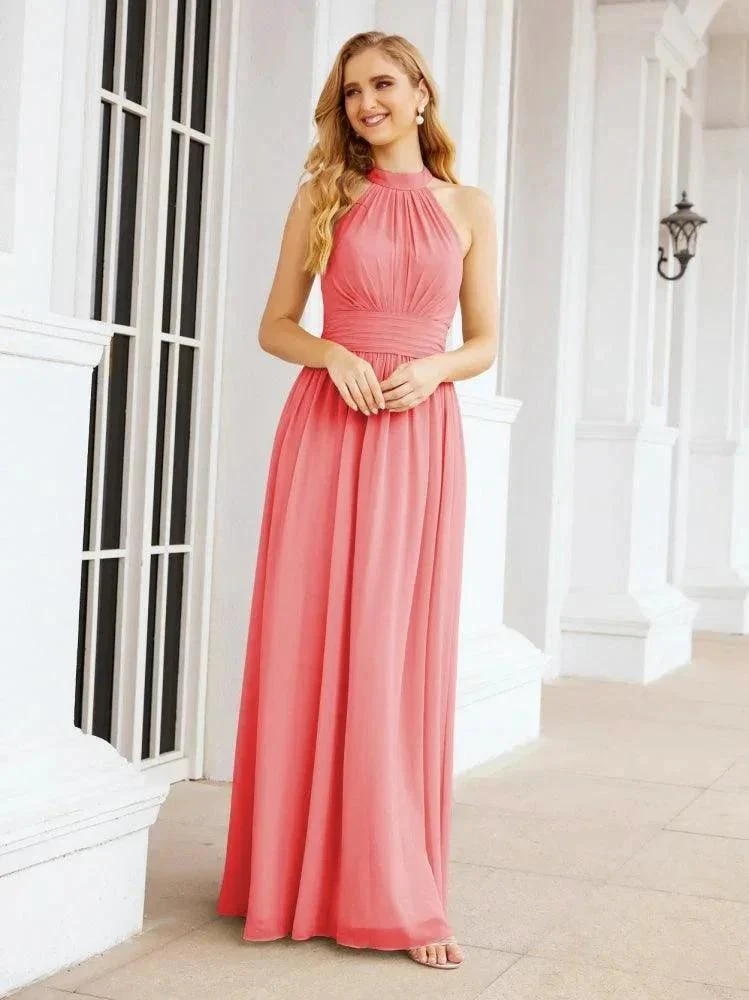 Numbersea Halter Sleeveless Bridesmaid Dresses Long for Party Wedding Evening 28054 - Image 88
