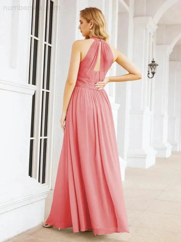 Numbersea Halter Sleeveless Bridesmaid Dresses Long for Party Wedding Evening 28054 - Image 89