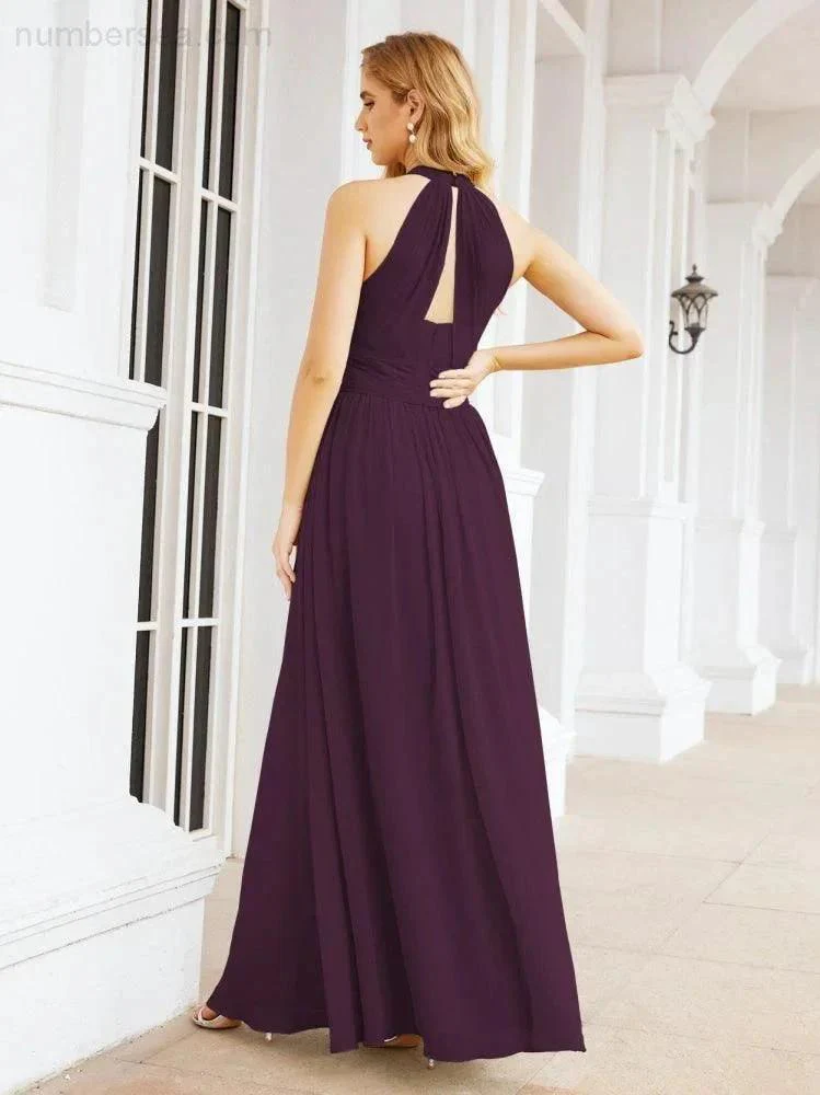 Numbersea Halter Sleeveless Bridesmaid Dresses Long for Party Wedding Evening 28054 - Image 92