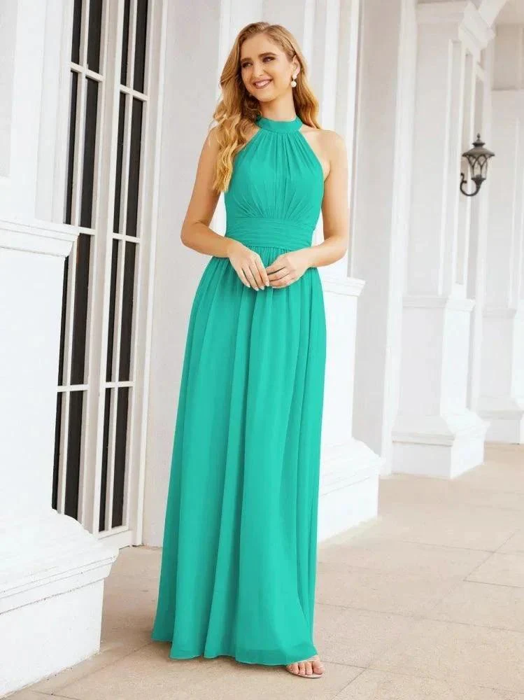 Numbersea Halter Sleeveless Bridesmaid Dresses Long for Party Wedding Evening 28054 - Image 94