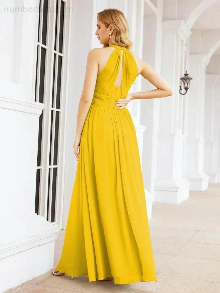 Numbersea Halter Sleeveless Bridesmaid Dresses Long for Party Wedding Evening 28054 - Image 98