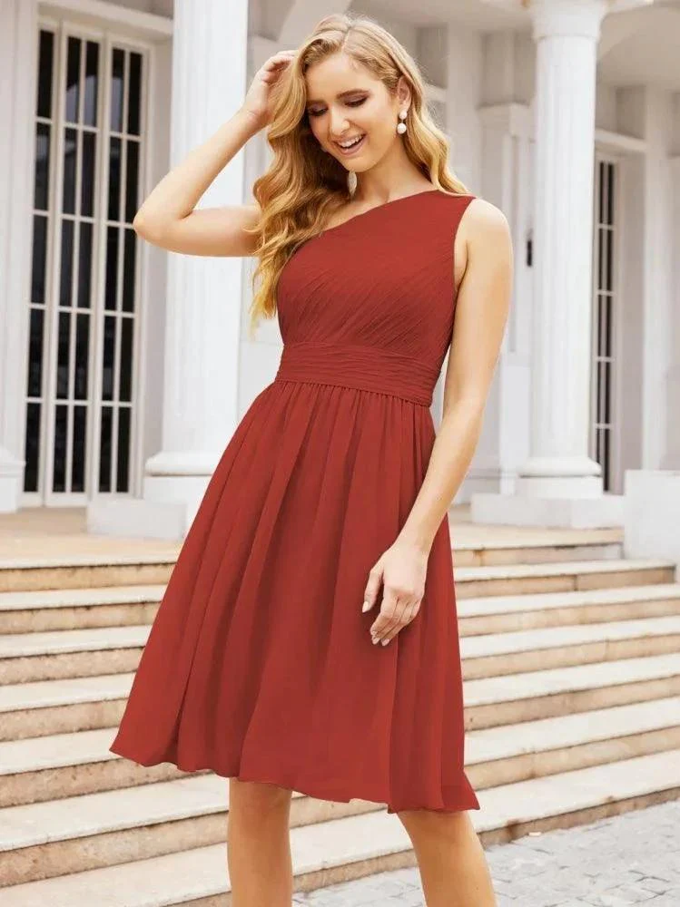 Numbersea Homecoming Dress One Shoulder Pleated Short Formal Prom Gowns 28046 - Image 37