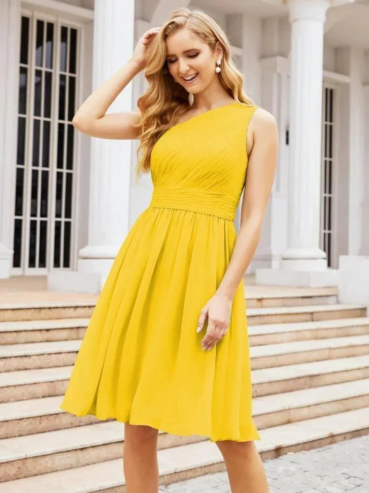 Numbersea Homecoming Dress One Shoulder Pleated Short Formal Prom Gowns 28046 - Image 65