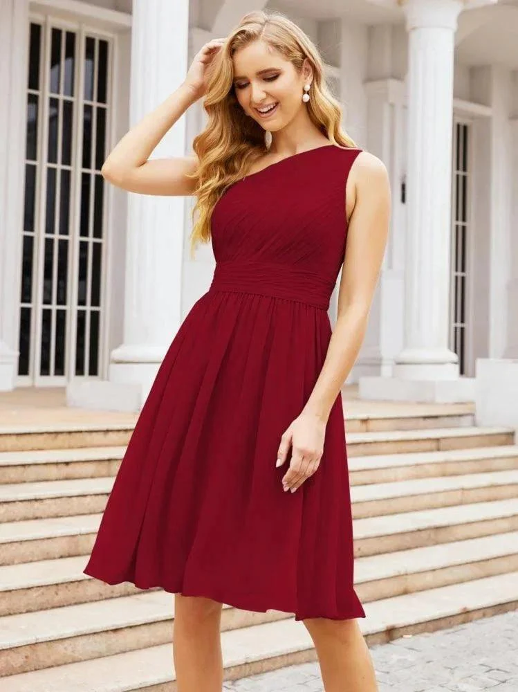 Numbersea Homecoming Dress One Shoulder Pleated Short Formal Prom Gowns 28046 - Image 81