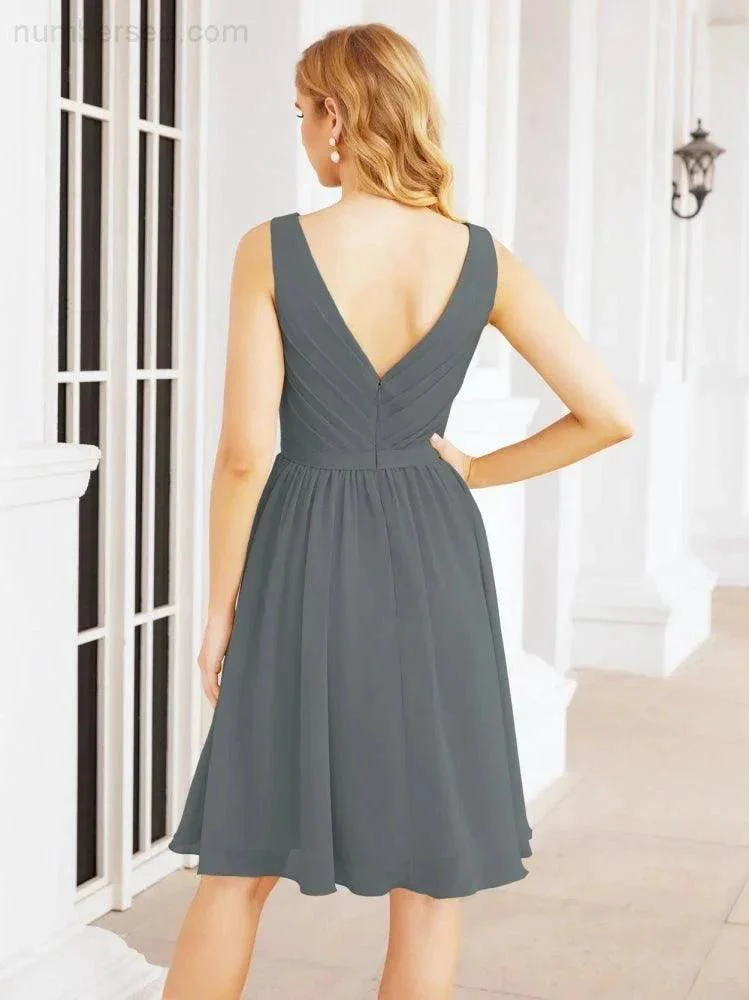 Numbersea Homecoming Dresses Knee Length Skirt V Back 28062 - Image 113