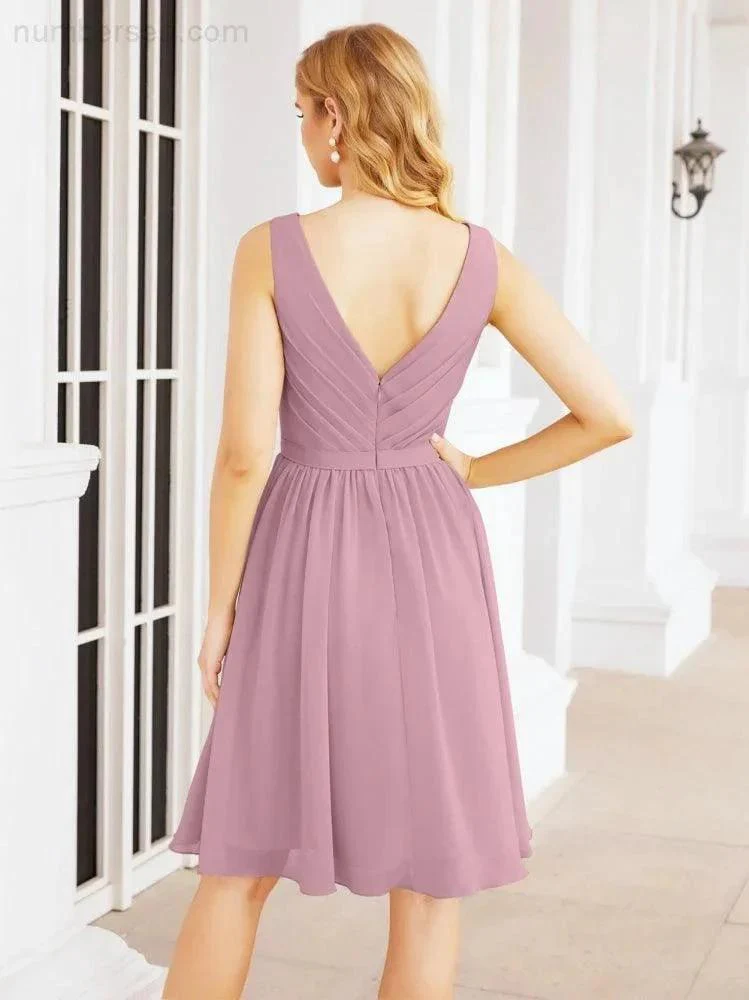 Numbersea Homecoming Dresses Knee Length Skirt V Back 28062 - Image 2
