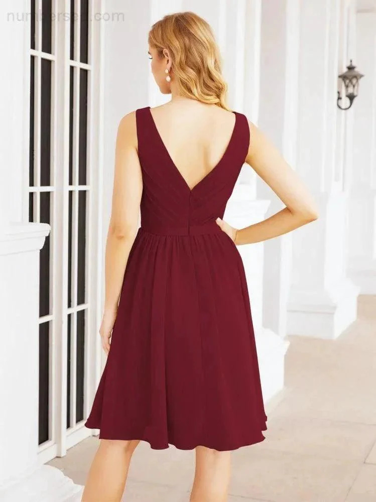 Numbersea Homecoming Dresses Knee Length Skirt V Back 28062 - Image 35