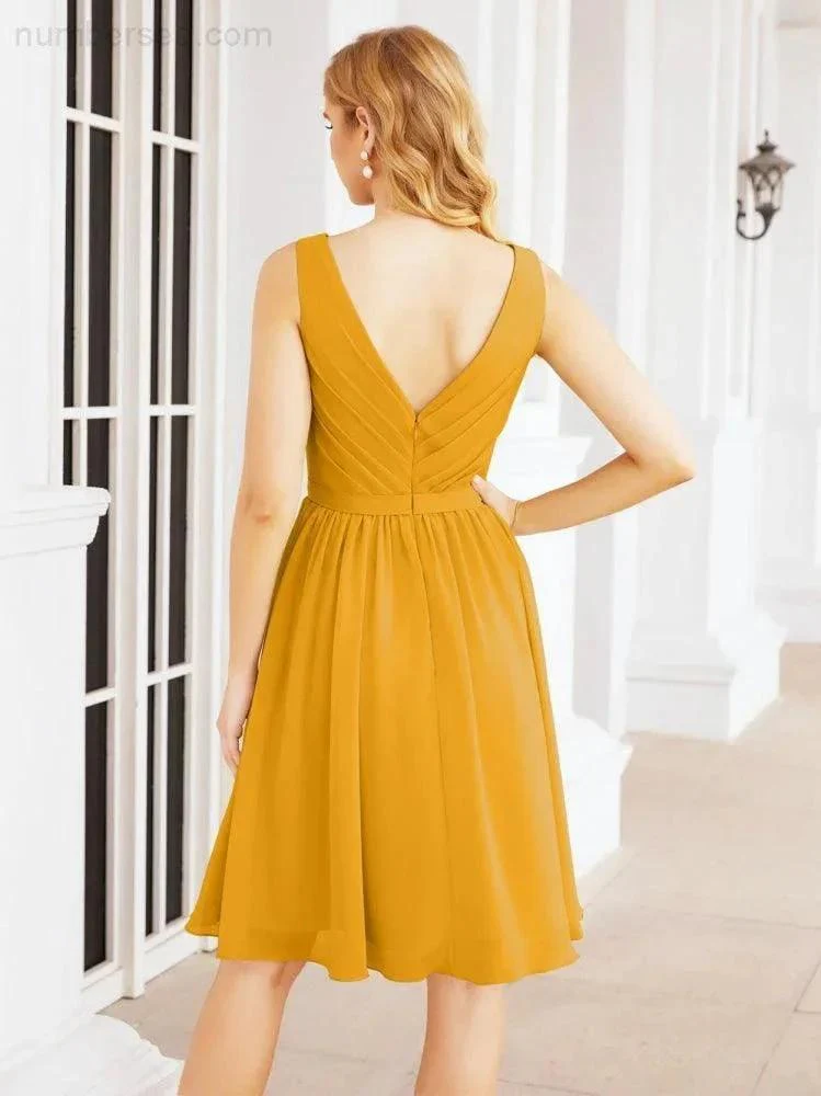 Numbersea Homecoming Dresses Knee Length Skirt V Back 28062 - Image 5