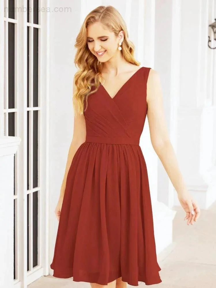 Numbersea Homecoming Dresses Knee Length Skirt V Back 28062 - Image 57