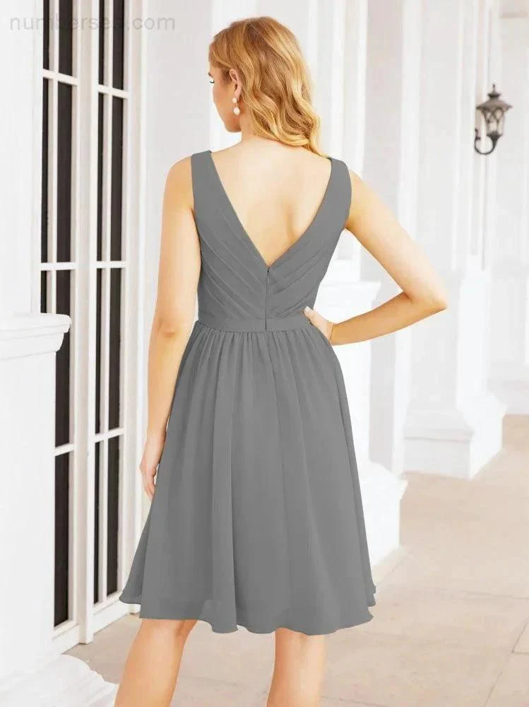 Numbersea Homecoming Dresses Knee Length Skirt V Back 28062 - Image 59