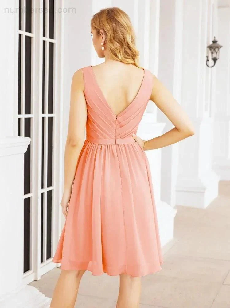 Numbersea Homecoming Dresses Knee Length Skirt V Back 28062 - Image 86