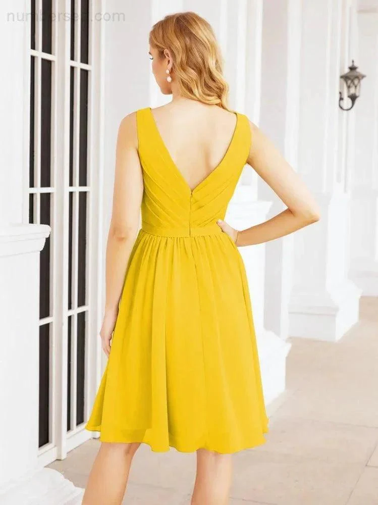Numbersea Homecoming Dresses Knee Length Skirt V Back 28062 - Image 98