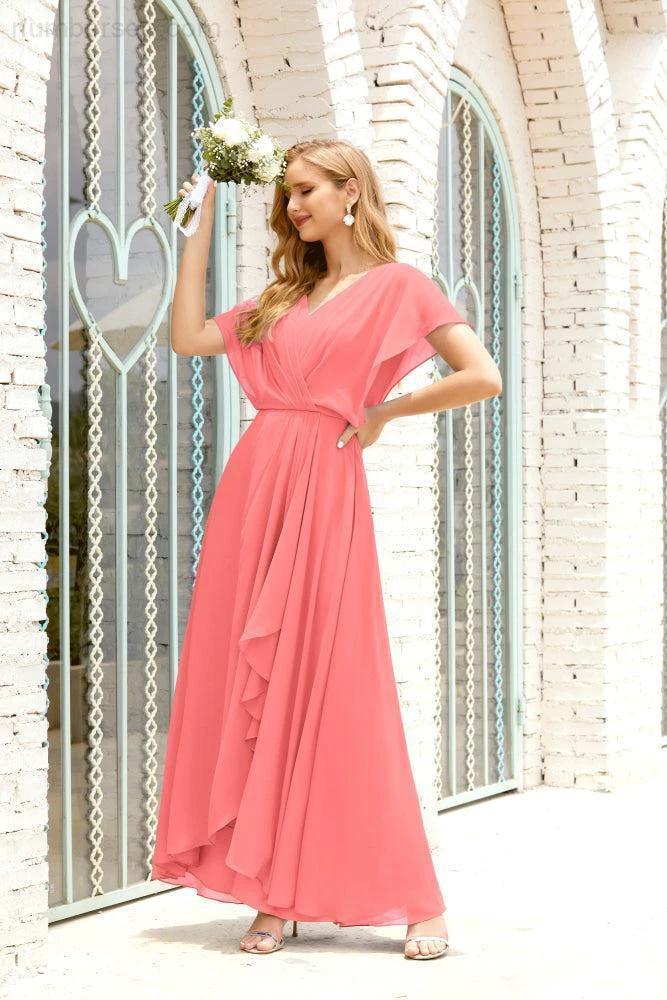 Numbersea  Mother of The Bride Dresses Plus Size V-Neck Floor Length Formal Prom Dress for Wedding Guest 28020 - Image 120