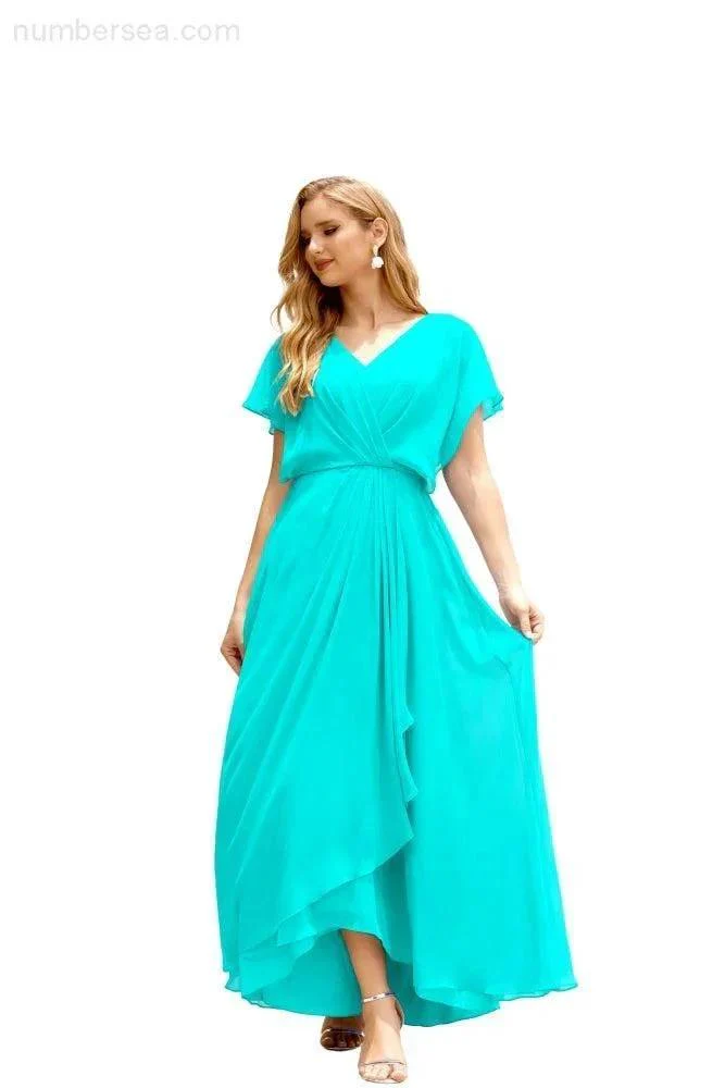Numbersea  Mother of The Bride Dresses Plus Size V-Neck Floor Length Formal Prom Dress for Wedding Guest 28020 - Image 128