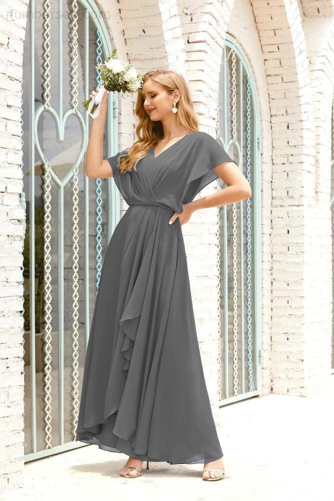 Numbersea  Mother of The Bride Dresses Plus Size V-Neck Floor Length Formal Prom Dress for Wedding Guest 28020 - Image 152