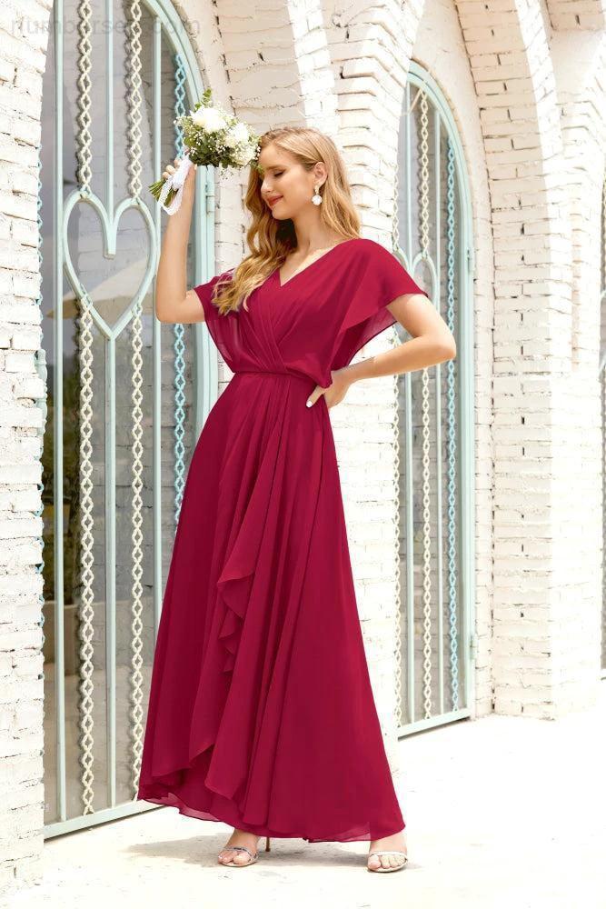 Numbersea  Mother of The Bride Dresses Plus Size V-Neck Floor Length Formal Prom Dress for Wedding Guest 28020 - Image 164