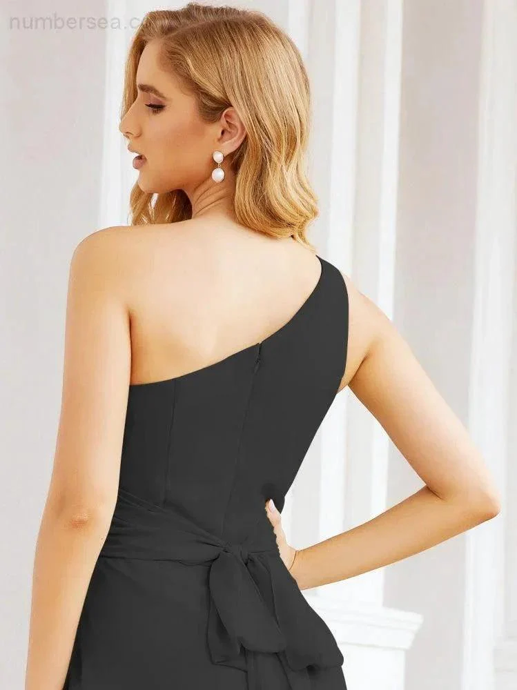 Numbersea One Shoulder Bridesmaid Dresses Long Formal Prom Gowns 28048 - Image 31