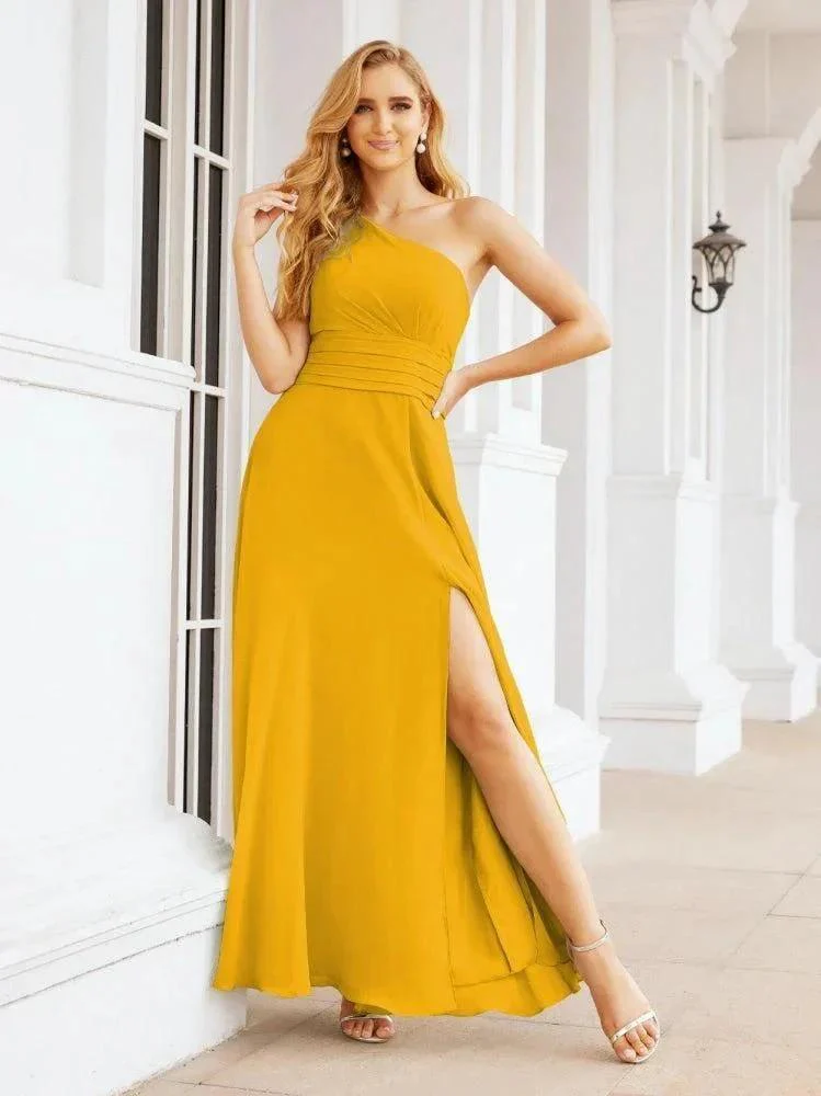 Numbersea One Shoulder Bridesmaid Dresses Long Formal Prom Gowns 28048 - Image 4