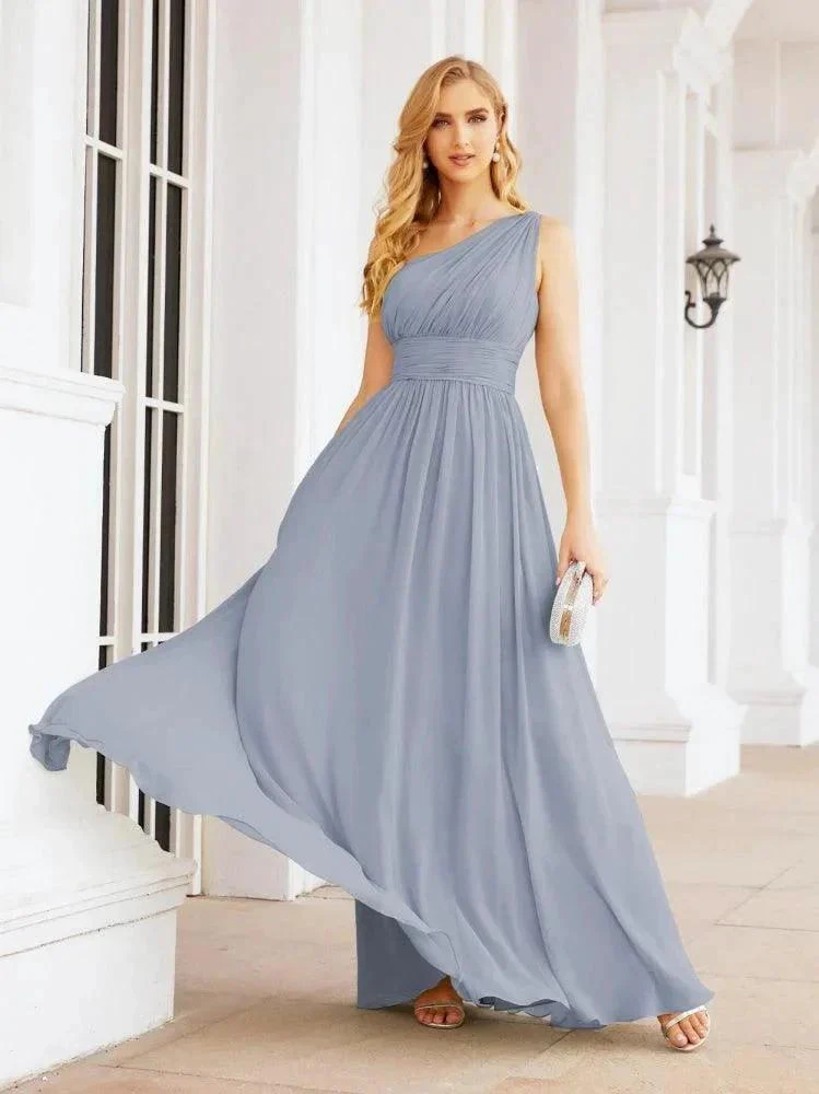 Numbersea One Shoulder Bridesmaid Dresses Long Maxi Formal Evening Party Prom Gowns 28061 - Image 10
