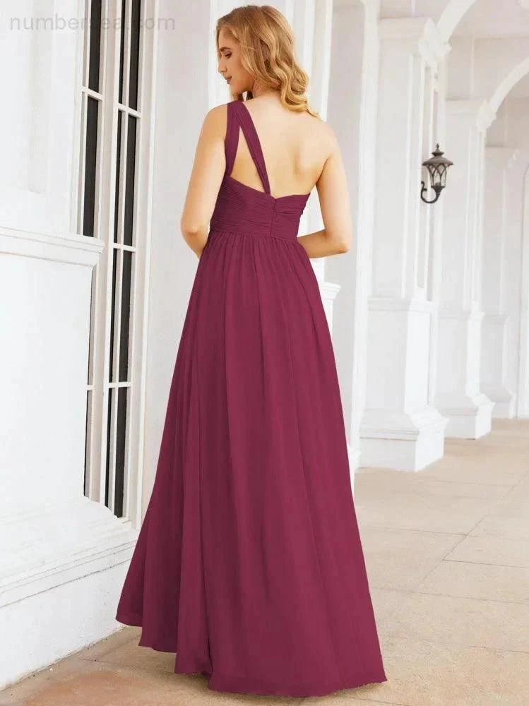 Numbersea One Shoulder Bridesmaid Dresses Long Maxi Formal Evening Party Prom Gowns 28061 - Image 101