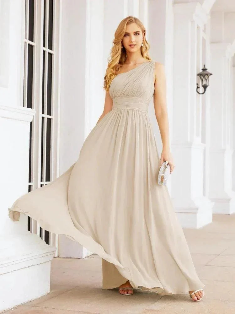 Numbersea One Shoulder Bridesmaid Dresses Long Maxi Formal Evening Party Prom Gowns 28061 - Image 103