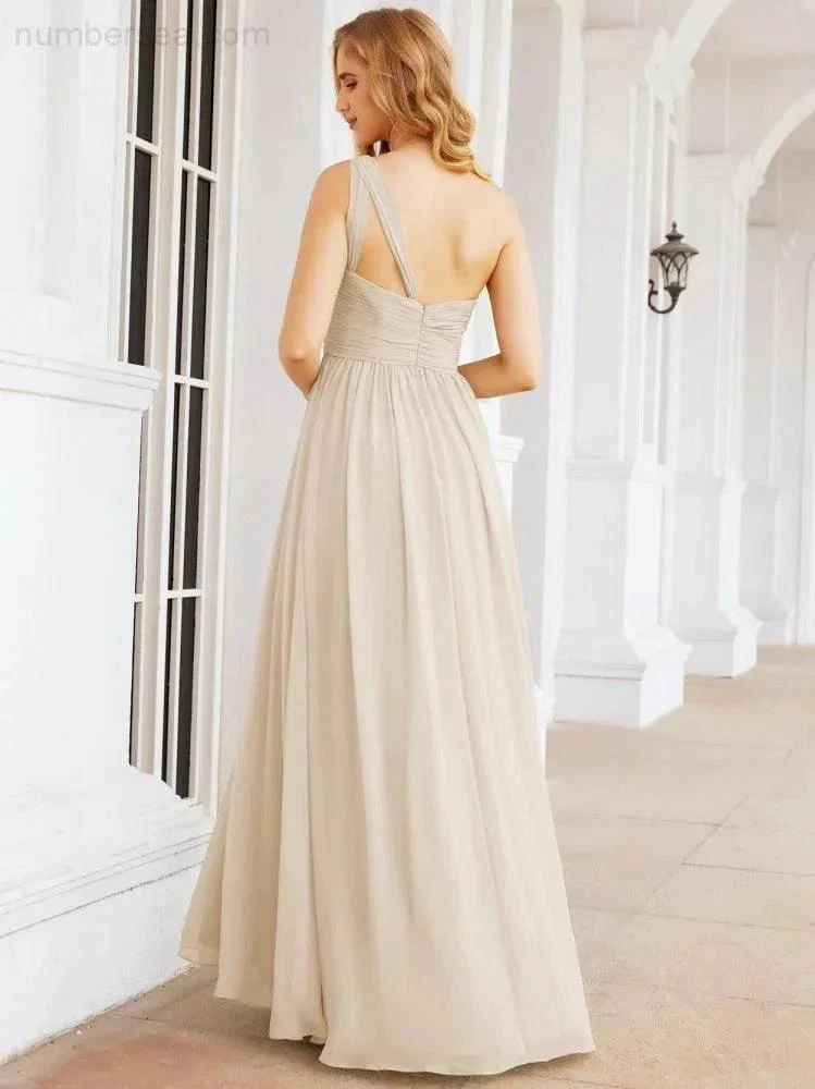 Numbersea One Shoulder Bridesmaid Dresses Long Maxi Formal Evening Party Prom Gowns 28061 - Image 104
