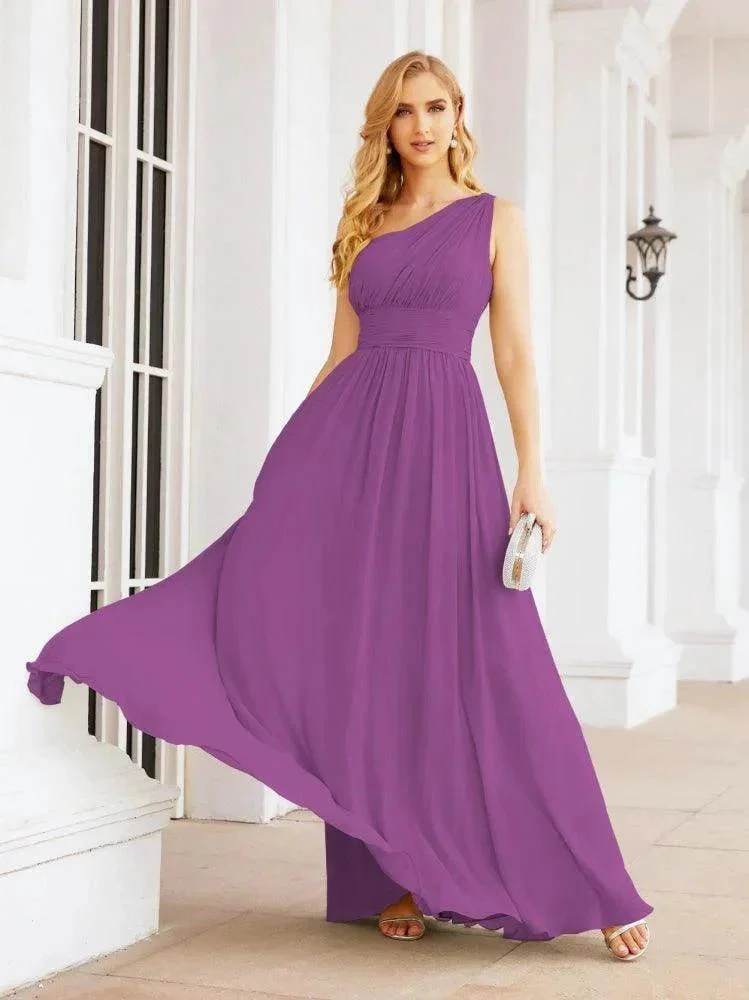 Numbersea One Shoulder Bridesmaid Dresses Long Maxi Formal Evening Party Prom Gowns 28061 - Image 106