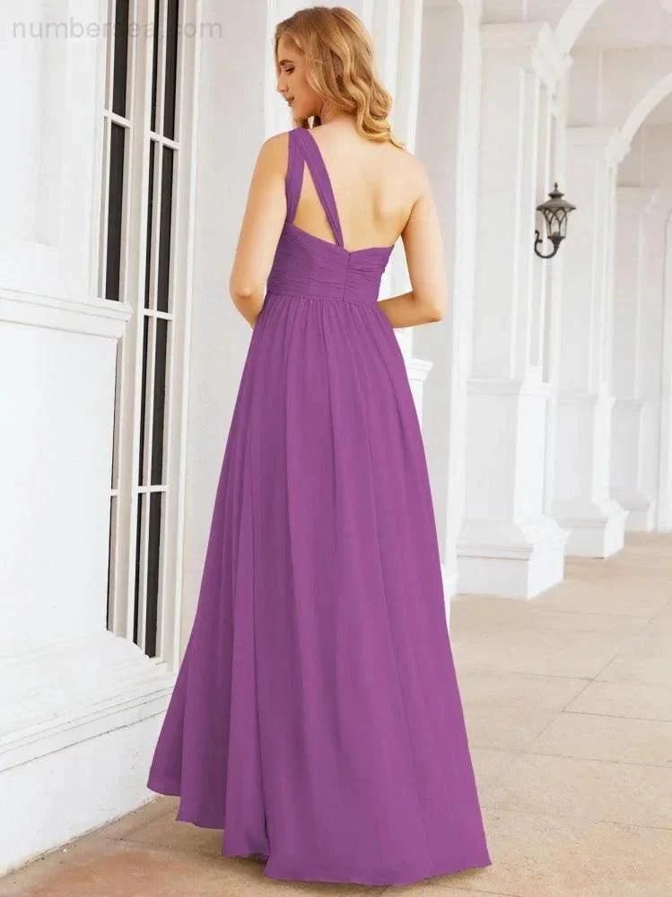 Numbersea One Shoulder Bridesmaid Dresses Long Maxi Formal Evening Party Prom Gowns 28061 - Image 107
