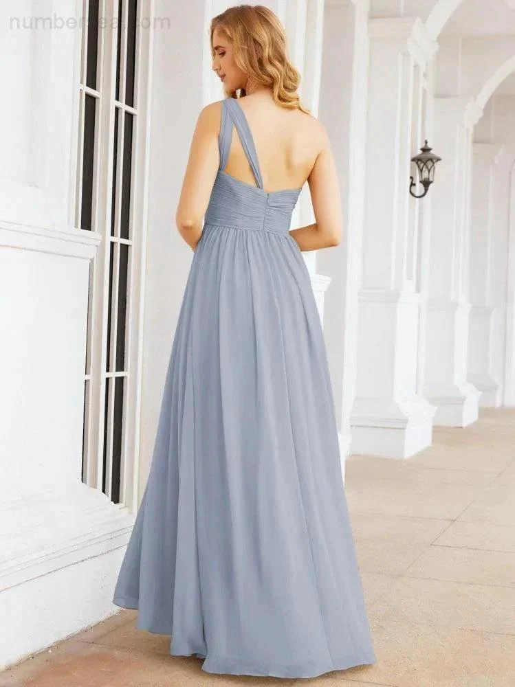 Numbersea One Shoulder Bridesmaid Dresses Long Maxi Formal Evening Party Prom Gowns 28061 - Image 11