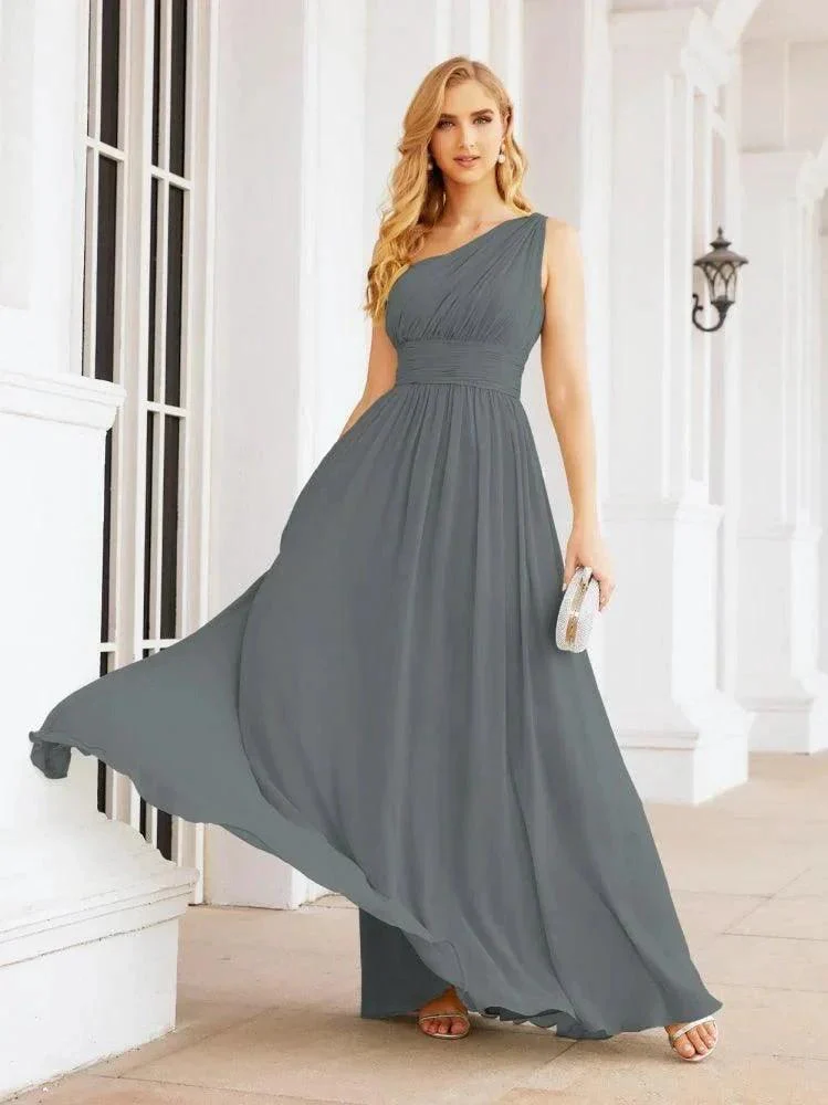 Numbersea One Shoulder Bridesmaid Dresses Long Maxi Formal Evening Party Prom Gowns 28061 - Image 112