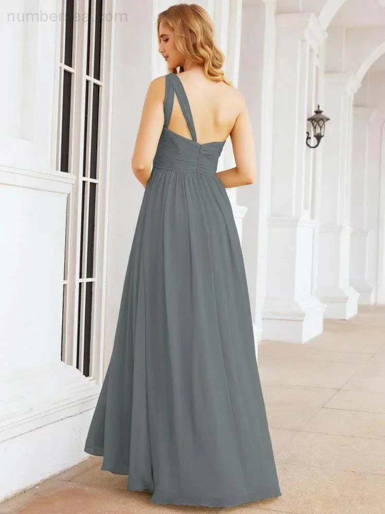 Numbersea One Shoulder Bridesmaid Dresses Long Maxi Formal Evening Party Prom Gowns 28061 - Image 113