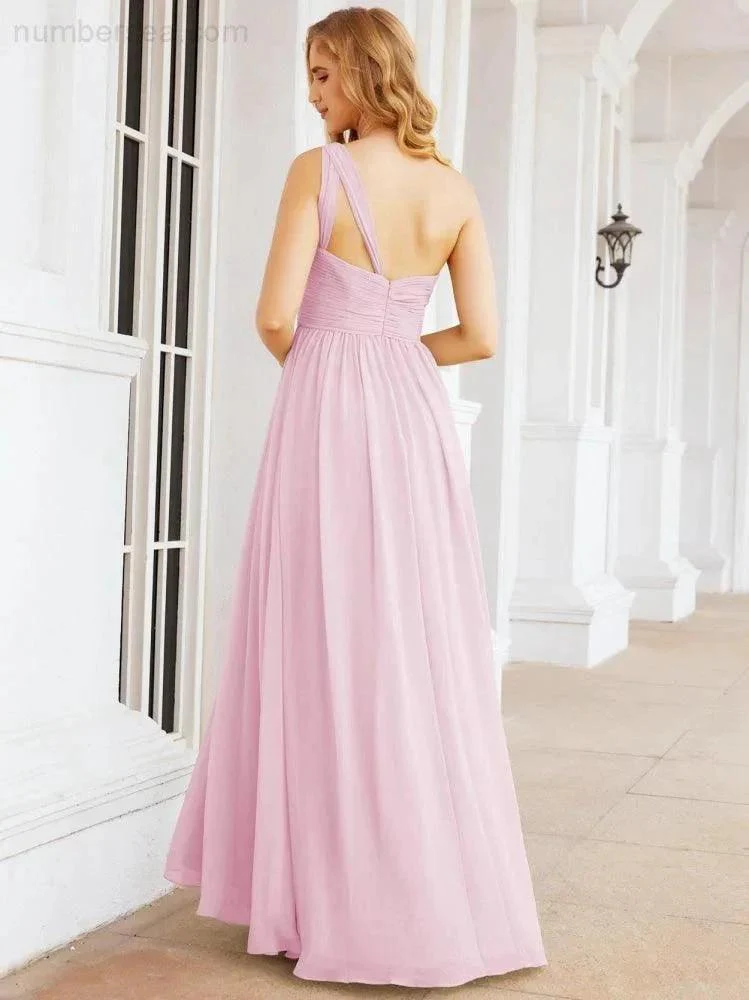 Numbersea One Shoulder Bridesmaid Dresses Long Maxi Formal Evening Party Prom Gowns 28061 - Image 116