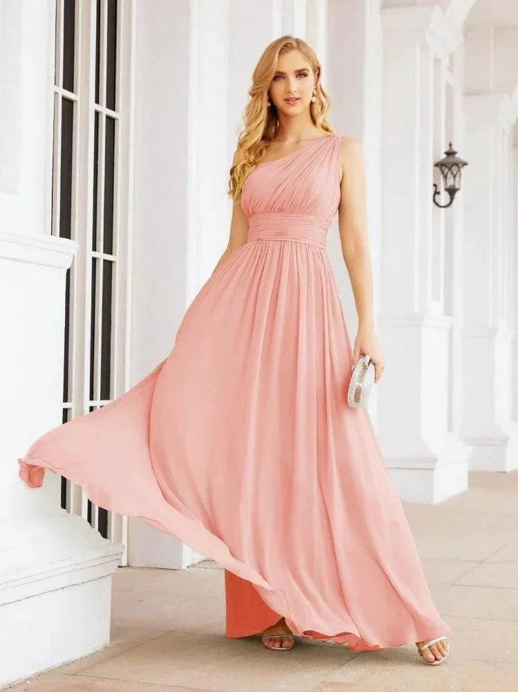 Numbersea One Shoulder Bridesmaid Dresses Long Maxi Formal Evening Party Prom Gowns 28061 - Image 118