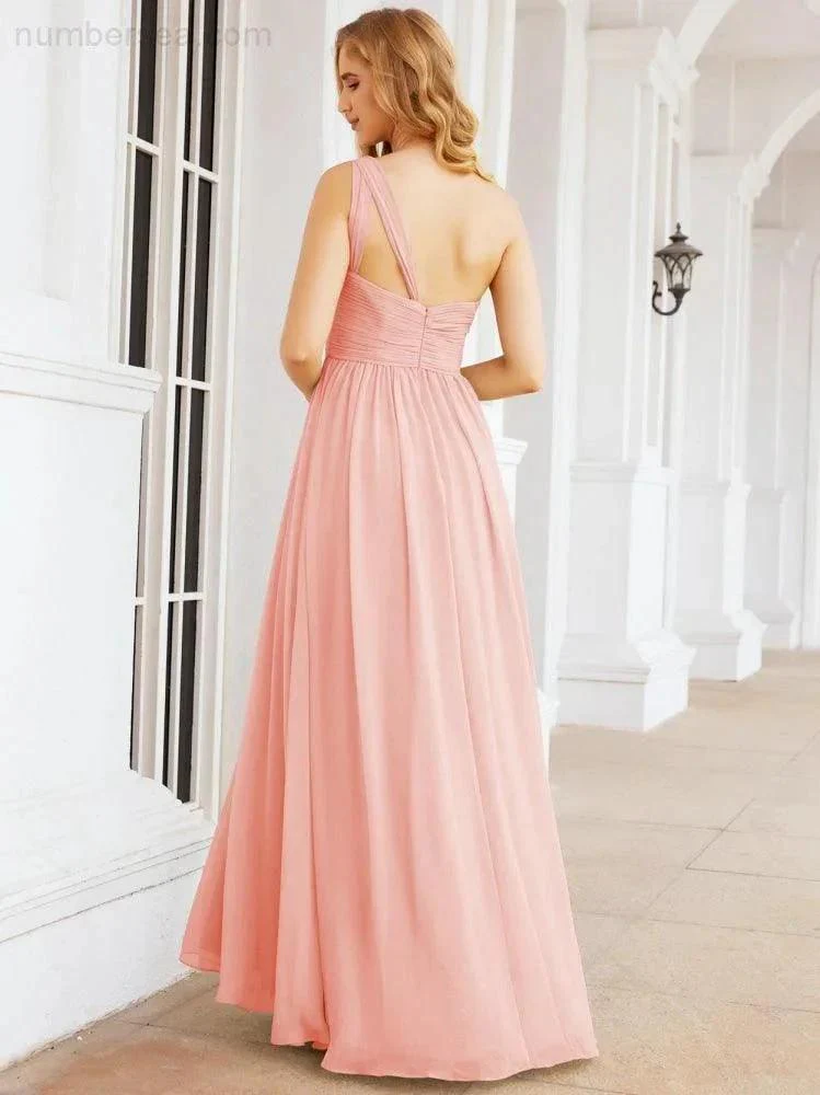 Numbersea One Shoulder Bridesmaid Dresses Long Maxi Formal Evening Party Prom Gowns 28061 - Image 119